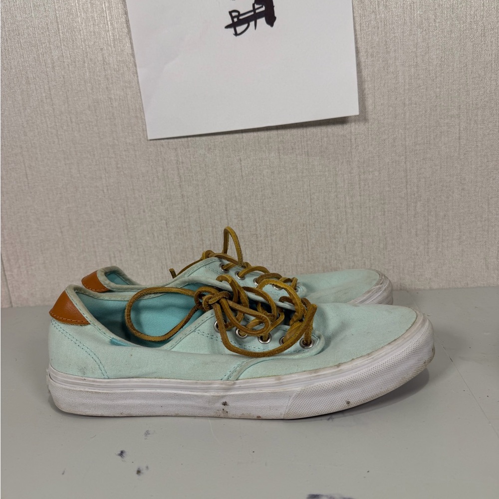 Vans Off the Wall Mint seafoam‎ Green Canvas Lace up Shoe Womens 9